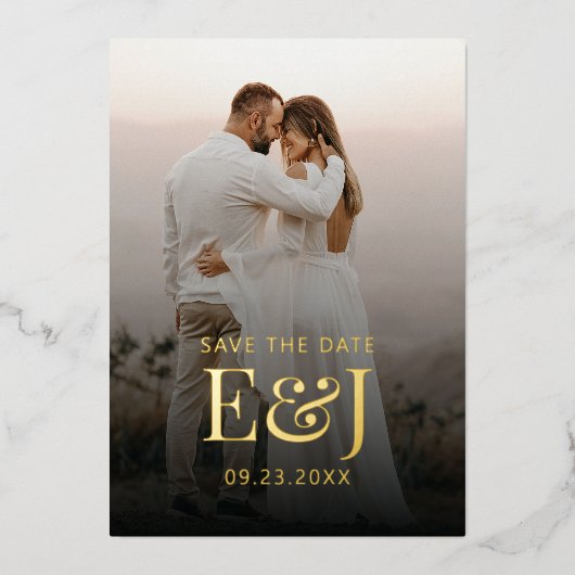 Eenvoudige moderne elegantie Bewaar de datum Bruil Folie Uitnodiging (Voorkant)