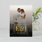 Eenvoudige moderne elegantie Bewaar de datum Bruil Folie Uitnodiging (Staand Voorkant)