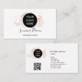 Eenvoudige moderne eminine legante Chic QR code Visitekaartje (Voorkant / Achterkant)