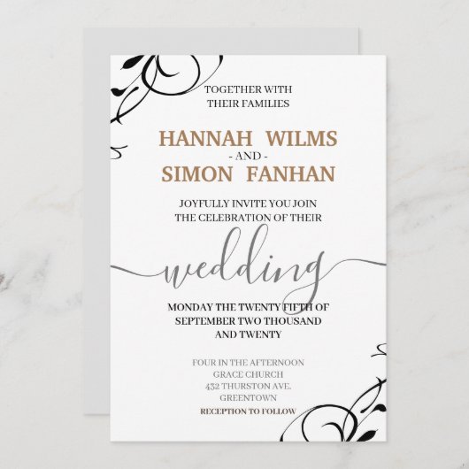 Eenvoudige, moderne en minimale uitnodiging tot hu (Voorkant / Achterkant)