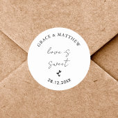 Eenvoudige moderne en minimalistische huwelijkslie ronde sticker