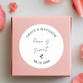 Eenvoudige moderne en minimalistische huwelijkslie ronde sticker