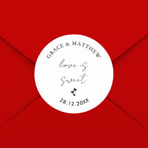 Eenvoudige moderne en minimalistische huwelijkslie ronde sticker