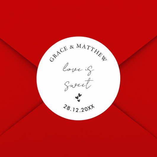 Eenvoudige moderne en minimalistische huwelijkslie ronde sticker