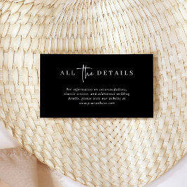 Eenvoudige moderne en minimalistische zwarte bruil informatiekaartje