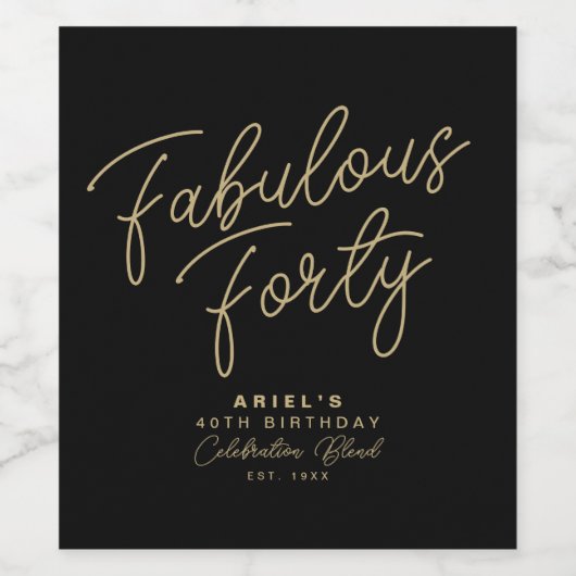 Eenvoudige moderne Fabulous Veertig persoonlijke v Wijn Etiket (Enkel label)