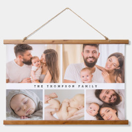 Eenvoudige Moderne Familie Fotocollage op maat Hangend Wandkleed