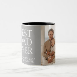 Eenvoudige moderne familie vaders dag foto naam tweekleurige koffiemok