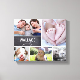 Eenvoudige moderne familiefotocollage canvas afdruk