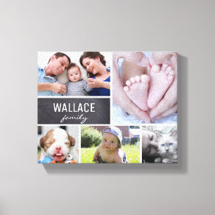 Eenvoudige moderne familiefotocollage canvas afdruk