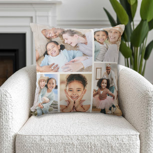 Eenvoudige moderne familiefotocollage kussen