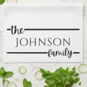 Eenvoudige moderne familienaam Monogram Kitchen To Theedoek (Gevouwen)