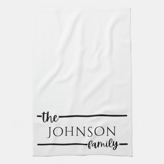 Eenvoudige moderne familienaam Monogram Kitchen To Theedoek (Verticaal)