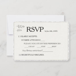 Eenvoudige Moderne Faux Deckled Edge Wedding RSVP