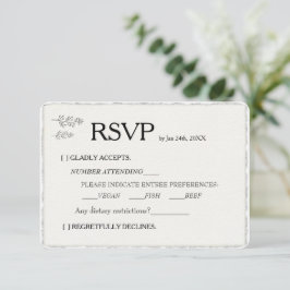 Eenvoudige Moderne Faux Deckled Edge Wedding RSVP Kaartje