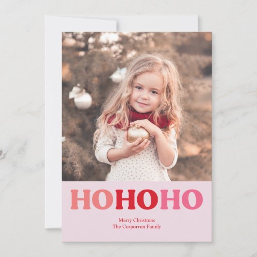 Eenvoudige moderne feestdag | Foto rood en roze 2 Feestdagenkaart (Voorkant)