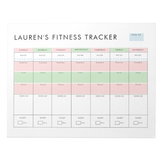 Eenvoudige moderne fitness tracker notitieblok (Voorkant)