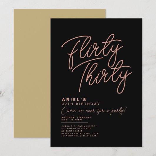 Eenvoudige moderne flirterige dertig verjaardagsui kaart (Voorkant / Achterkant)