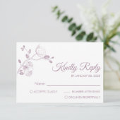 Eenvoudige moderne florale elegant orchideeën mini RSVP kaartje (Staand voorkant)