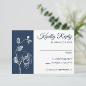Eenvoudige moderne florale elegant orchideeën mini RSVP kaartje (Staand voorkant)