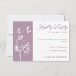 Eenvoudige moderne florale elegant orchideeën mini RSVP kaartje