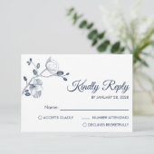 Eenvoudige moderne florale elegant orchideeën mini RSVP kaartje (Staand voorkant)