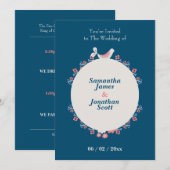 Eenvoudige moderne folk stijl blauw kaart (Voorkant / Achterkant)