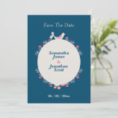 Eenvoudige moderne folk stijl blauw Save the Date Kaart (Staand voorkant)