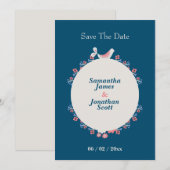 Eenvoudige moderne folk stijl blauw Save the Date Kaart (Voorkant / Achterkant)
