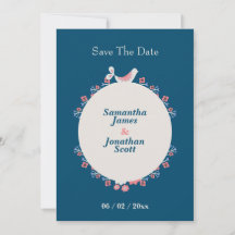 Eenvoudige moderne folk stijl blauw Save the Date