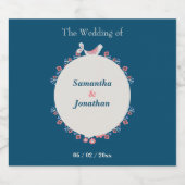 Eenvoudige Moderne Folk Stijl Blauwe Bruiloft Likeurfles Etiket (Enkel label)