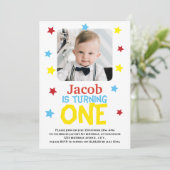 Eenvoudige moderne foto 1e verjaardag Uitnodiging (Staand voorkant)