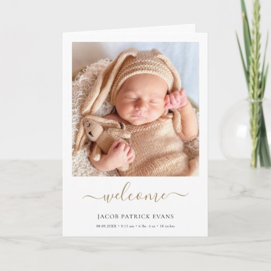 Eenvoudige moderne foto, aangepaste geboorte aankondiging (Voorkant)