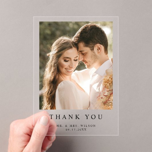 Eenvoudige Moderne Foto Acryl Huwelijk Dank u kaar Acryl Uitnodigingen (Insitu (Draagbaar))
