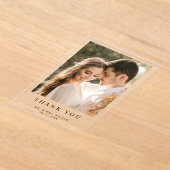 Eenvoudige Moderne Foto Acryl Huwelijk Dank u kaar Uitnodigingen (Laagn)