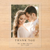 Eenvoudige Moderne Foto Acryl Huwelijk Dank u kaar Uitnodigingen (Voorkant)