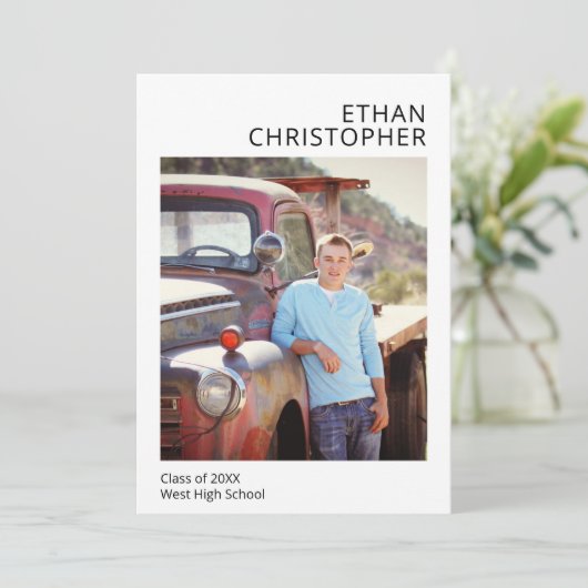 Eenvoudige moderne foto Afstuderen mannelijke aank Aankondiging