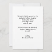 Eenvoudige moderne foto Afstuderen mannelijke aank Aankondiging (Achterkant)