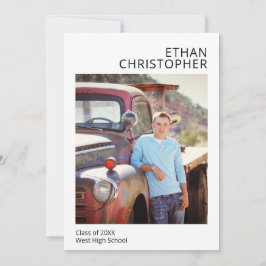 Eenvoudige moderne foto Afstuderen mannelijke aank Aankondiging