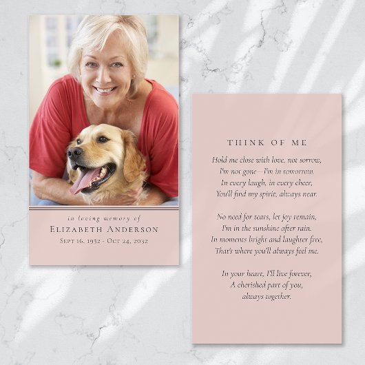 Eenvoudige moderne foto begrafenis gebed Kaart