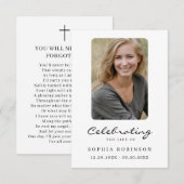 Eenvoudige moderne foto begrafenis Kaart (Voorkant / Achterkant)