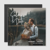 Eenvoudige moderne foto Bewaar de datum bruiloft Magnetische Uitnodiging (Voorkant / Achterkant)