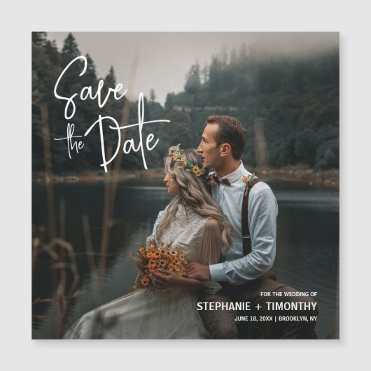 Eenvoudige moderne foto Bewaar de datum bruiloft Magnetische Uitnodiging (Voorkant)