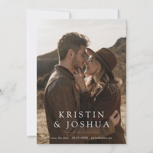 Eenvoudige moderne foto Bewaar de datum uitnodigin Save The Date (Voorkant)