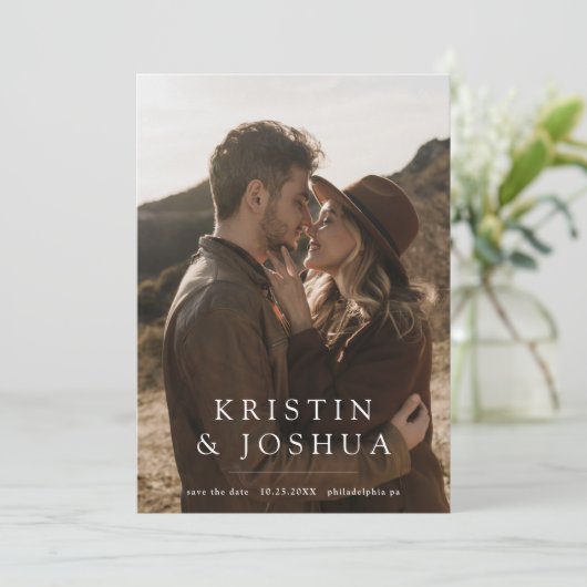 Eenvoudige moderne foto Bewaar de datum uitnodigin Save The Date (Staand voorkant)