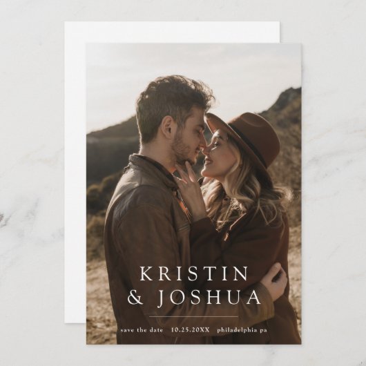 Eenvoudige moderne foto Bewaar de datum uitnodigin Save The Date (Voorkant / Achterkant)