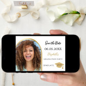 Eenvoudige moderne foto boog goud Graduation Party Save The Date
