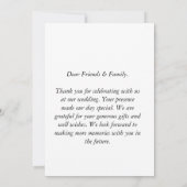 Eenvoudige moderne foto bruiloft bedankkaart met n kaart (Achterkant)