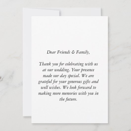 Eenvoudige moderne foto bruiloft bedankkaart met n kaart (Achterkant)