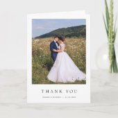 Eenvoudige moderne foto bruiloft gevouwen dank u k bedankkaart (Voorkant)